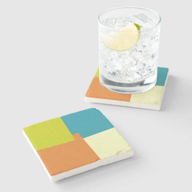 Modern Retro Colours Geometric #40 Stone Coaster (Side)
