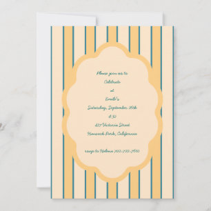 Modern Retro Coral and Green Invitation