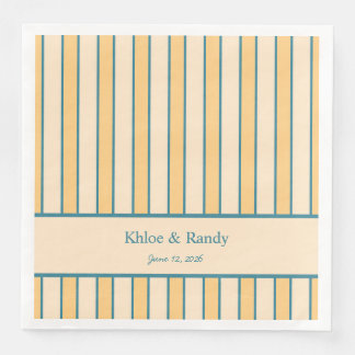 Modern Retro Coral and Green Stripe Napkin