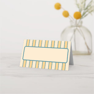 Modern Retro Coral and Green Stripe Place Card