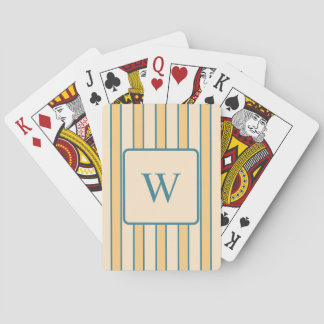 Modern Retro Coral and Green Stripe Playing Cards