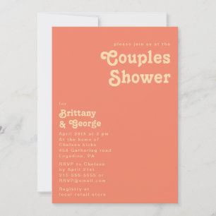 Modern Retro   Coral Couples Shower Invitation