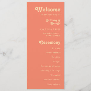 Modern Retro   Coral Cream Wedding Program