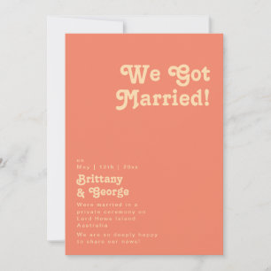 Modern Retro Coral Elopement Announcement