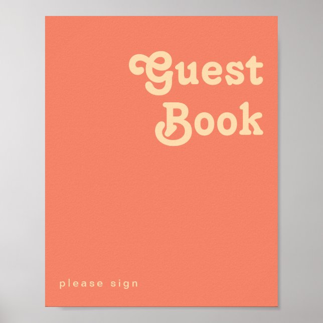 Modern Retro | Coral Guest Book Sign (Front)