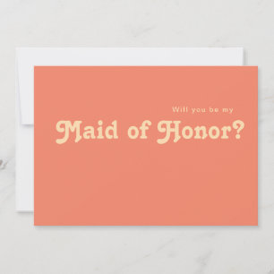 Modern Retro   Coral Maid of Honour Proposal Card