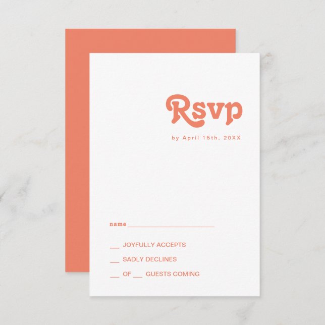 Modern Retro | Coral RSVP Card (Front/Back)