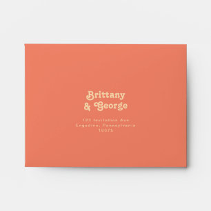 Modern Retro Coral Self Addressed RSVP Envelope