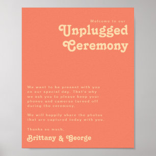 Modern Retro Coral Unplugged Ceremony Poster