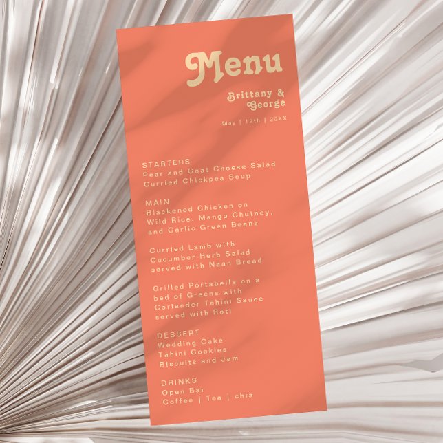 Modern Retro | Coral Wedding Dinner Menu (Creator Uploaded)