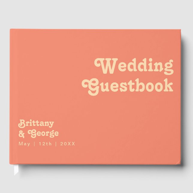 Modern Retro | Coral Wedding Guestbook (Front)