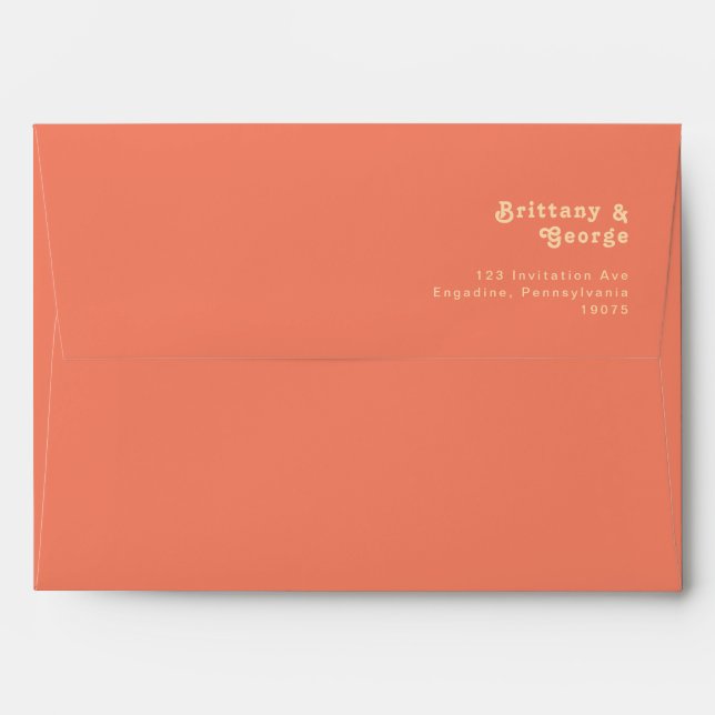 Modern Retro | Coral Wedding Invitation Envelope (Back (Top Flap))