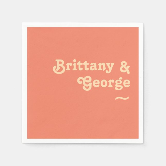 Modern Retro | Coral Wedding Napkins (Front)