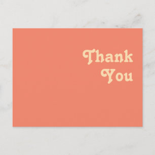 Modern Retro   Coral Wedding Thank You Postcard