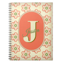 Modern Retro Custom Monogram Notebook 