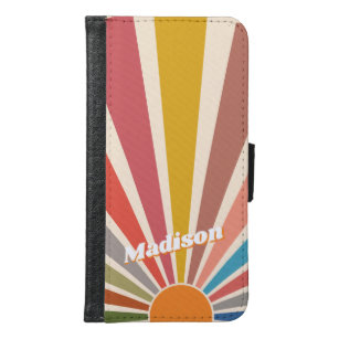 Modern Retro Custom Name Fun Vintage Rainbow Samsung Galaxy S6 Wallet Case