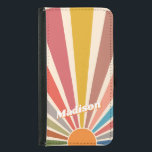 Modern Retro Custom Name Fun Vintage Rainbow Samsung Galaxy S5 Wallet Case<br><div class="desc">The modern retro fun vintage rainbow sunburst phone case is the perfect accessory for anyone looking to add a pop of colour and personality to their phone. The case features a vibrant and playful rainbow sunburst design that is reminiscent of the groovy 70s era, while also incorporating modern design elements....</div>
