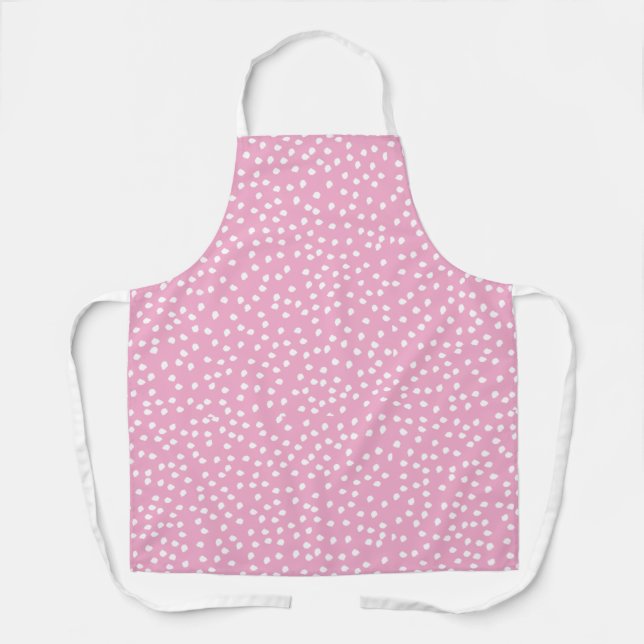 Modern Retro Cute Pink Polka Dot Apron (Front)