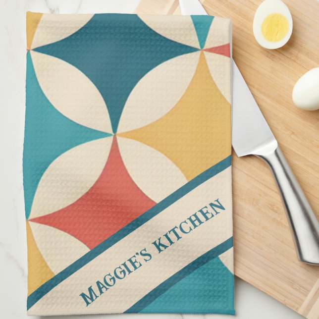 Modern Retro Cute Vintage Pattern  Tea Towel (Creator Uploaded)
