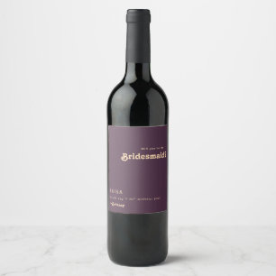 Modern Retro   Dark Purple Bridesmaid Proposal Wine Label