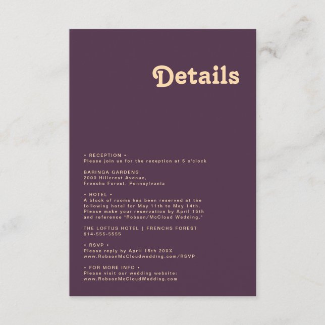 Modern Retro | Dark Purple Details Enclosure Card (Front)