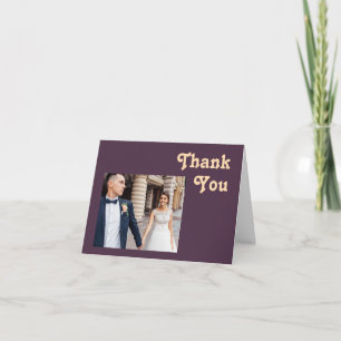 Modern Retro   Dark Purple Folded Photo Thank You Card