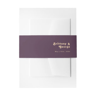 Modern Retro   Dark Purple Invitation Belly Band
