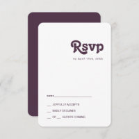 Modern Retro | Dark Purple Rounded Edges RSVP Card