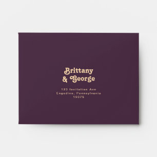 Modern Retro   Dark Purple Self Addressed RSVP Envelope