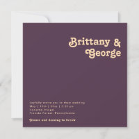Modern Retro | Dark Purple Square Wedding