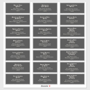 Modern Retro   Dark Wedding Guest Address Labels