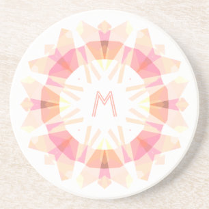 Modern Retro Deco Monogram Initial Pink Whimsical Coaster