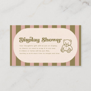 Modern Retro Display Shower Striped Baby Shower Enclosure Card