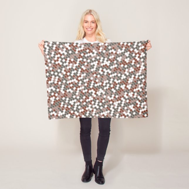 Modern retro dots pattern fleece blanket (In Situ)