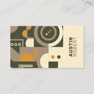 Modern Retro Earth Tone Geometric Business Card