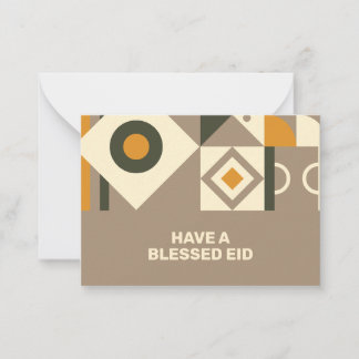 Modern Retro Earth Tone Geometric Eid Note Cards