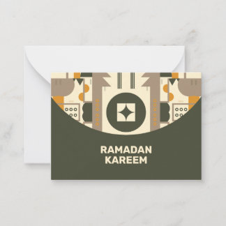 Modern Retro Earth Tone Geometric Eid Note Cards