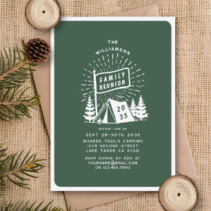 Modern Retro Family Reunion Outdoor Camping Trees  Invitation