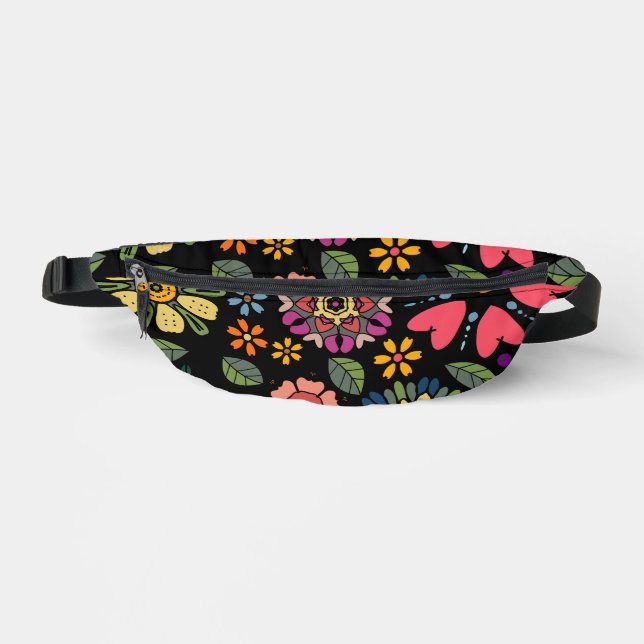 Modern Retro Floral Drawing Seamless Pattern Art Bum Bags (Front)
