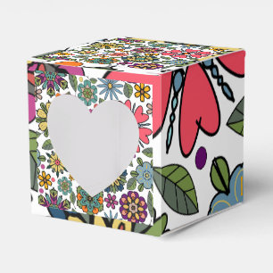 Modern Retro Floral Drawing Seamless Pattern Art  Favour Box