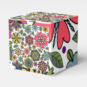 Modern Retro Floral Drawing Seamless Pattern Art  Favour Box