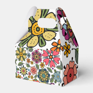 Modern Retro Floral Drawing Seamless Pattern Art Favour Box