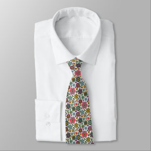 Modern Retro Floral Drawing Seamless Pattern Art Tie