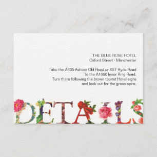 Modern Retro Floral Wedding Directions Insert