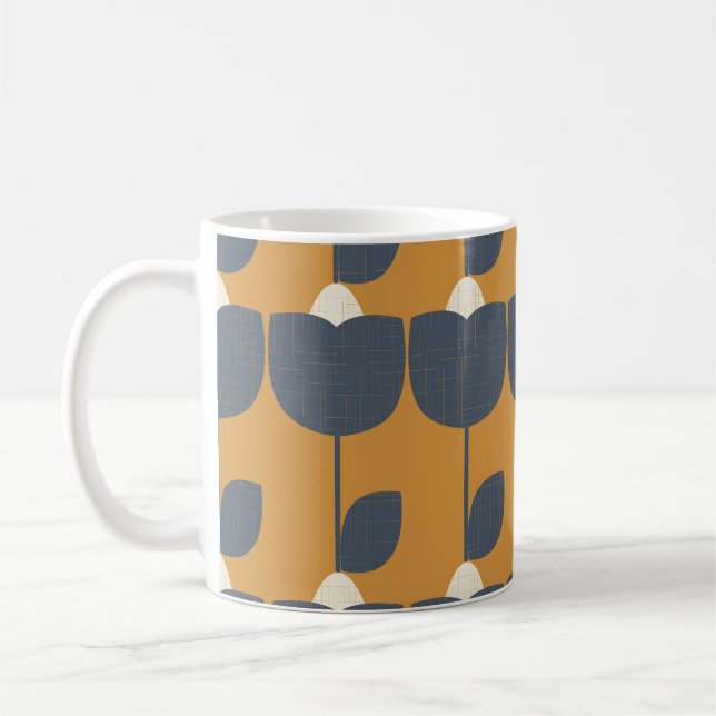 Modern Retro Flowers: Scandinavian Geometric. Coffee Mug (Left)