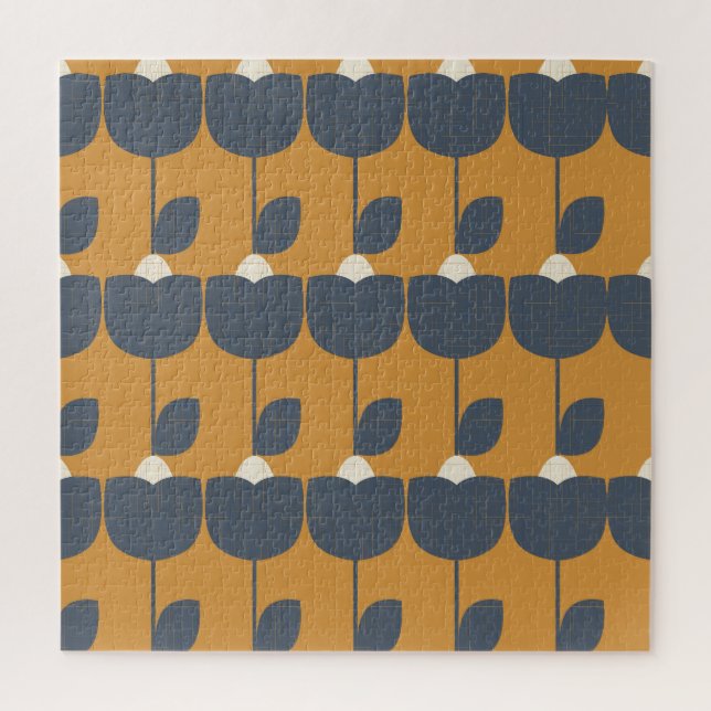 Modern Retro Flowers: Scandinavian Geometric. Jigsaw Puzzle (Vertical)