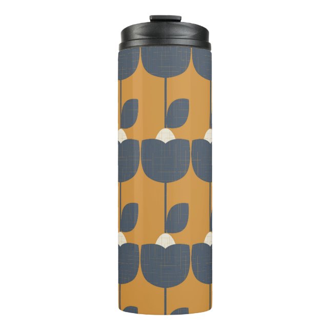 Modern Retro Flowers: Scandinavian Geometric. Thermal Tumbler (Front)