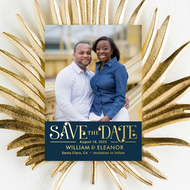 Modern Retro FOIL Wedding Save The Date Card (Creator Uploaded)