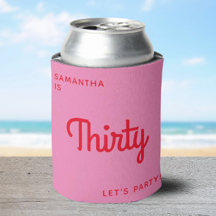 Modern Retro Fun Bright Personalized 30 birthday Can Cooler