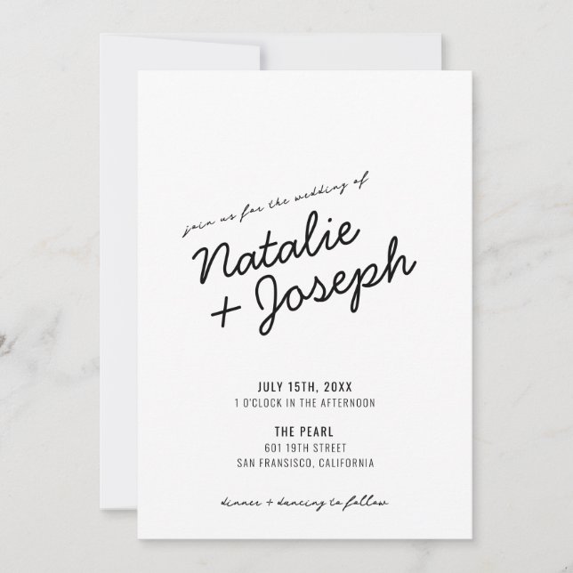 Modern Retro Fun Whimsical Script Wedding Invitati Invitation (Front)